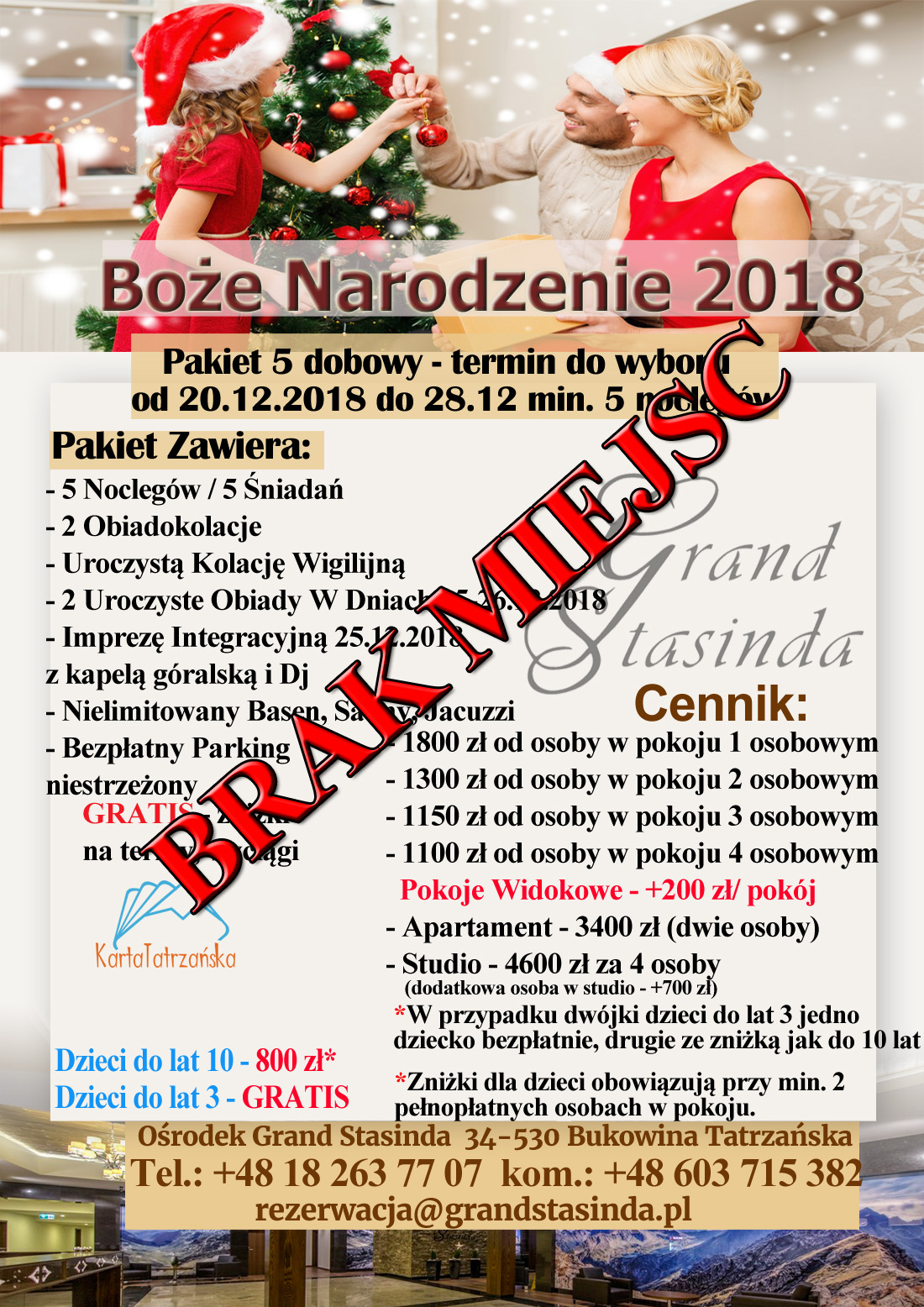 Grand Stasinda Bukowina Tatrzańska Noclegi Hotelowy Standard